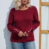 Cuhas ženske modne džempere za žene plus veličine jesen čvrsta boja dugih rukava pulover pletene dukseve za žene ljubičaste s