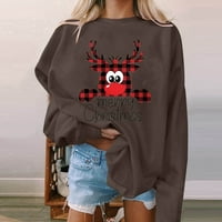 Pogodna bluza za vuku za žene modni božićni otisak O vrat casual labav duks okrugli vrat fit pulover