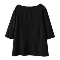 Ženske vrhove čišćenje Žene O-izrez Čvrsta tri četvrtina rukava pamučna majica