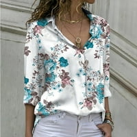 Adviicd bluze za ženske cvjetne tiskane majice vrhovi dugih rukava s dugim rukavima dolje bluza Ljetna