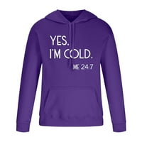 Virmaxy Da, hladno me 24: duksevi za muškarce pismo tiskano pulover s dugim rukavima okrugli vrat Top dugačke hlače set purple-d m