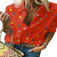 Rejlun Ženske polka tačke Tunička majica Ležerne prilike cvjetne bluze za bluzu uredske majice Red Daisy