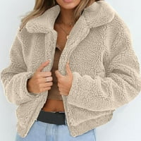 BabySbule Fall Jackets za žene ClearianceWomens Dame Topla umjetna vuna kaputa sa zatvaračem Zimska