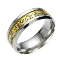 Prstenovi za djevojčice Božićni pokloni Titanijum čelični zmajski prsten sa srebrnim zlatnim zmajem od nehrđajućeg čelika