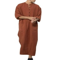 Paille muns molitva rube musliman maxi majica čvrste boje haljine obične fit svakodnevne majice smeđe 4xl