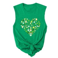 CETHRIO košulje za žene - St. Day Print Tank Rezervoar za odrasle Djevojke Ljetna plaža Smiješni grafički tenkovi prsluk bluza Green Green