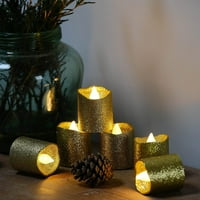 Zlatna svjetla za svijeće bez pameti, zlatno svjetla za baterije Glitterly lažni LED čaj svijeća za vjenčane središnje središnje, stolove, godišnjicu, vanjski, božićni ukrasi