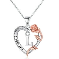 Rose Heart Početne ogrlice za žene Volim te ruža Ljubav srca Privjesak Ogrlica ogrlica Nakit Pokloni