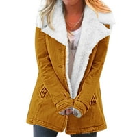 DTIDTPE jakne za žene kaputi za žene za žene prekrivanje toplim zimskim ispisanim rever s jednim dugim