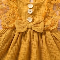Nosi novorođene dječje djevojke haljina ljetna haljina s slatkim čipkama 3- mjeseci žuta