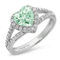 1.49ct Heart Cut zeleni simulirani dijamant 14k bijeli zlatni godišnjica Angažovanje halo prstena veličine 9.25