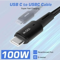 Urban USB C do USB C kabel 3,3ft 100W, USB 2. TIP C TRACK GORIVA Brzi naboj za MediaPad 10, iPad Pro,
