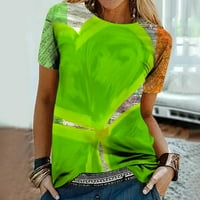 GUBOTARE vrhovi za žene casual ženske prevelike majice Grafički teži slovo Ispiši Ležerne ljetne vrhove, zelena XL