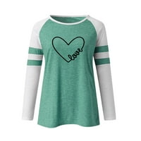 Košulje za žene Žene Štampanje Stripe Okrugli izrez Dugih rukava Casual BluZA T majice za žene Poliester Green 5XL