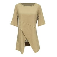 Bluze za žene modni ženski ljetni casual nepravilni okrugli vrat kratki rukav čvrsta labava majica vrhova