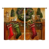 Yipa kuhinjske zavjese Crvena prozora Zavjese za zavjese Poluista kratki panel Decor Božićno drvce za