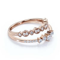 Obećaj Prsten 1. Carat Round Cut Diamond Moissite Angažman prsten za vjenčani prsten za vezanje u srebru