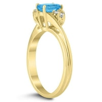 Ženski 7x plavi topaz i dijamantski prsten u 10k žutom zlatu