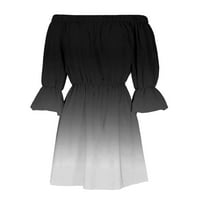 Ženska elastična mini haljina modna haljina modna ramena ruched casual haljina lisnata rukava za patchwork haljina crna xl
