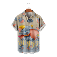 Dumbo Circus Tema Slon Mens Casual Havajska majica, dečiji odrasli Demumbo uzorak Ležerne tipke Down