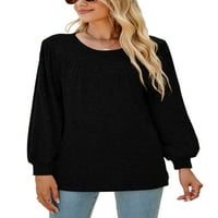 Sanviglor Women TEE Crew Crw Majica Solid Boja vrhovi labavi tunički bluza Radni pulover crni s