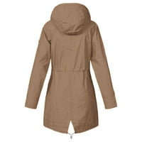Wofeydo zimski kaputi za žene, plus jakna kišna kapuljača veličine žene vanjski labavi vjetroottni kaput čvrsti ženski kaput, zimska odjeća za žene kaki 5xl