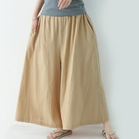 Ženske ljetne hlače trendy visok palazzo široka noga s džepovima sa džepovima