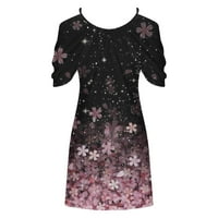 Cleariance Ležerne ljetne haljine za žene plus veličine kratkih rukava Boho cvjetna grafika s okruglim