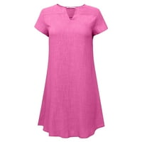 Ljetna haljina na prodaju za žene plus veličine kratkih rukava, puni košulja u boji V-izrez Maxi slobodno