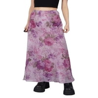 Xkwyshop ženska cvjetna suknja elastična visoka struka mreža labave suknje casual svakodnevno ljetna odjeća