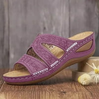 Dezimirani ženski klinovi čišćenja ženske višebojne vezene sandale sa klinnim ribljim platformom za platforme za usta Purple 37