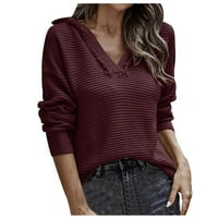 Clearsance Džemper za pulover za žene V-Džemper s dugim rukavima V-izrez labavi vrhovi bluza od punog