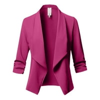 Lashall Womens Color Solid Open Front Cardigan Ležerne prilike za dugih rukava Hot Pink L