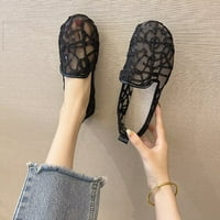 Obuća za cipele Sehao dame platna prozračna lagana lagana mekana ravna cipela s jedne cipele s mrežom crne 8. SAD