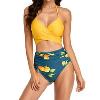 Ženski Tržni upravljački kupaći kostimi Nema granica Svi kupaći kostimi MI & METRAS odvaja Halter Retro Yellow l