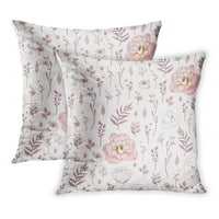 Ružičasti bobični rustikalni uzorak cvijeća ruže odlazi i grane prirode u vintage bež podružnice tepih jastučni jastučni jastučni poklopac od 2
