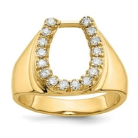 14k žuti zlatni prsten za temu tematskog dijamanta okrugla AA muške konje, veličine 6