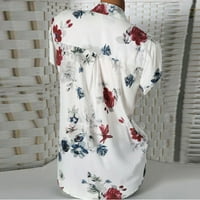 Žene Ljeto Ležerne prilike Split V izrez Modni bluze Loose Tunic kratki rukav bijeli l