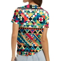 Apepal ljetna bluza majica za ženske kratkih rukava okrugli vrat Vintage Print tunik bluza Top dame