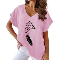 Gualt Print V izrez Pamuk Casual Bat kratki rukav majica Žene Žene Donja svilenke za majice žene