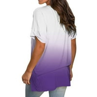 TAWOP ženski kratki rukav vrhunske modne ležerne gradijentne majice kratkih rukava s kratkim rukavima ljubičasta 10