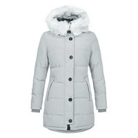 Kali_store ženski zimski kaput Ženska zimska casual čvrsta jakna jesena topla gornja odjeća siva, s