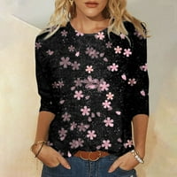 Ballsfhk Ženska moda casual Three Quarter rukava Print Okrugli pulover na vrhu Bluze Ženske vrhove