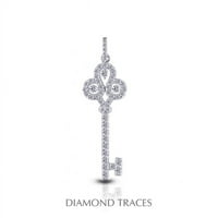 Dijamantni tragovi 0. Carat Ukupno prirodni dijamanti 14k bijelo zlato predstavljaju ključ modni privjesak