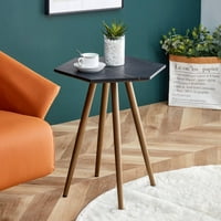 Moderni minimalizam crni fau mramorni kraj i bočni stol, mali akcentni stol za kavu s tamnim zlatnim