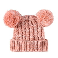 Baby Winter Hat meka zgušnjava plišana kuglica visoka elastičnost Čvrsta boja Držite toplo okrugli bez obloga Neise Child Beanie za svakodnevnu habanje, narandžaste i bijele