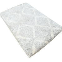Vunena svilena siva tepih 2 '3' shag ručna marokanska dijamanta mali tepih