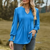 Košulja za žene Čvrsta boja na dugim rukavima na dugim rukavima i zimske majice
