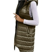 Ženski kaputi zimski čišćenje Prime Woth Warm bez rukava na puffer jakna s kapuljačom s kapuljačom midi duljina dolje prsluk za prodaju
