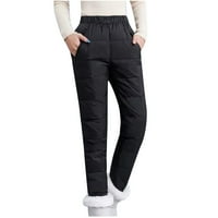 Velika prodaja Žene zimske hlače za zimske kože, ležerne tanke ravne pantalone Visoki struk elastične grace hlače
